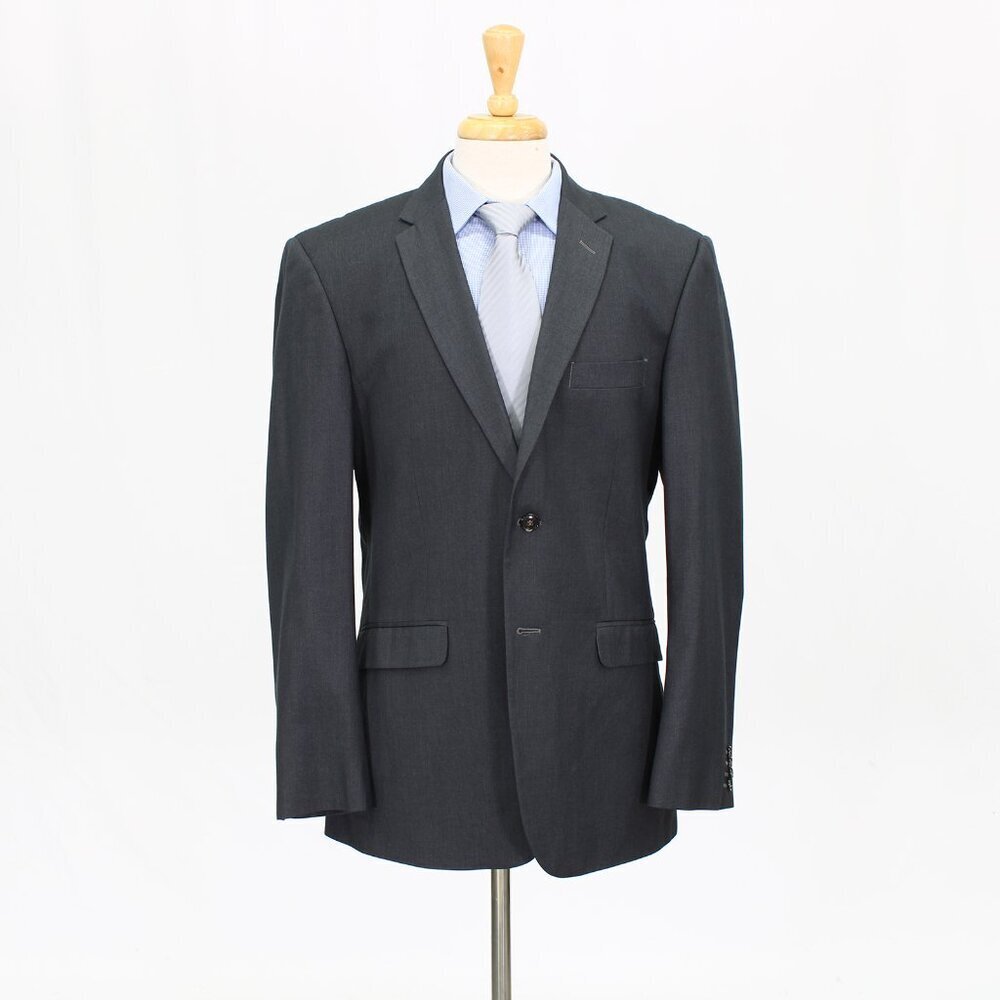 John Bartlett 42R Gray Solid 2-Button Sport Coat Blazer Jacket G119